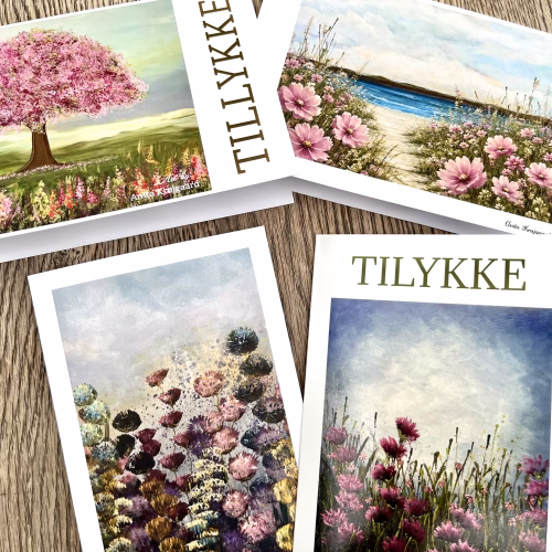 4 smukke kort med kuvert